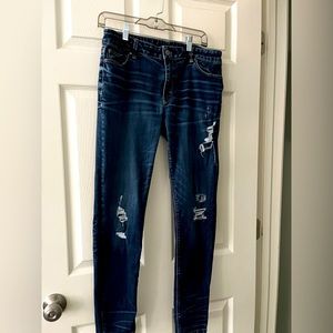White House Distressed Dark Denim Jeans